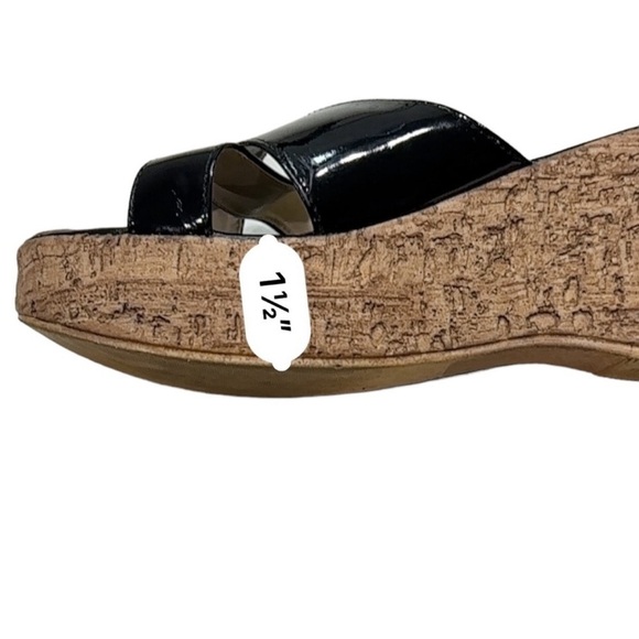 Mila Paoli black patent leather cork wedge sandals Made in Italy casual size 8 - Picture 9 of 11